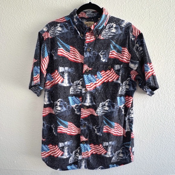 RedHead Other - RedHead‎ Mens Patriotic American Flag Mount Rushmore Button Down Shirt Medium